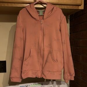 Emma & Elsa Pink Glitter Butterfly Zip Up Hoodie Hooded Jacket Girls 7/8 Small S